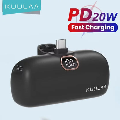 KUULAA Mini Power Bank 5000mAh Portable Charger PowerBank QC PD Fast Charging External Battery For iPhone 16 15 14 13 Xiaomi