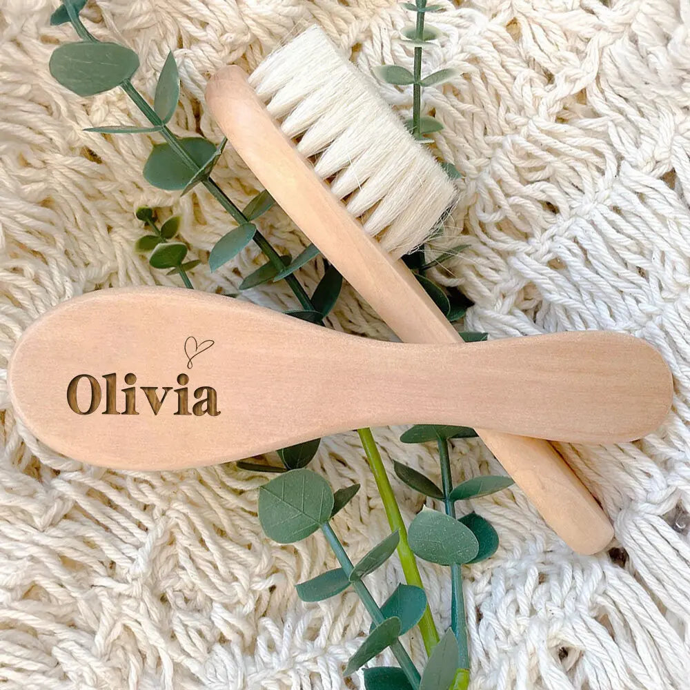 Personalized Baby Wooden Hairbrushes Birth/Baptism/Birthday Babies Gift Engrave Infant Name Newborn Hair Brush Baby Shower Gift