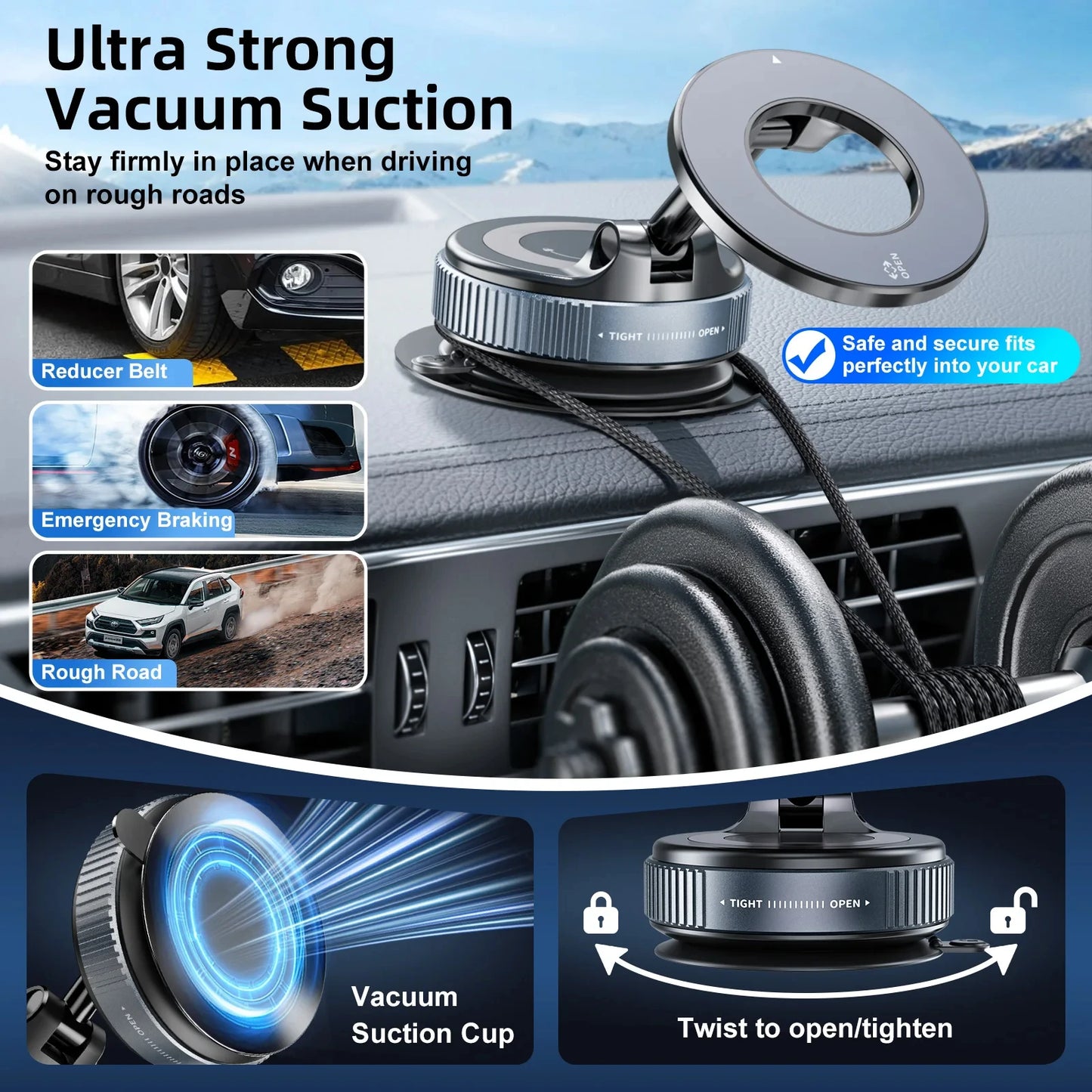 Magnetic Car Phone Holders Vacuum Suction Mobile Phone Vehicular Holder Rotate 360° Navigation Universal Stand For Cell Phone