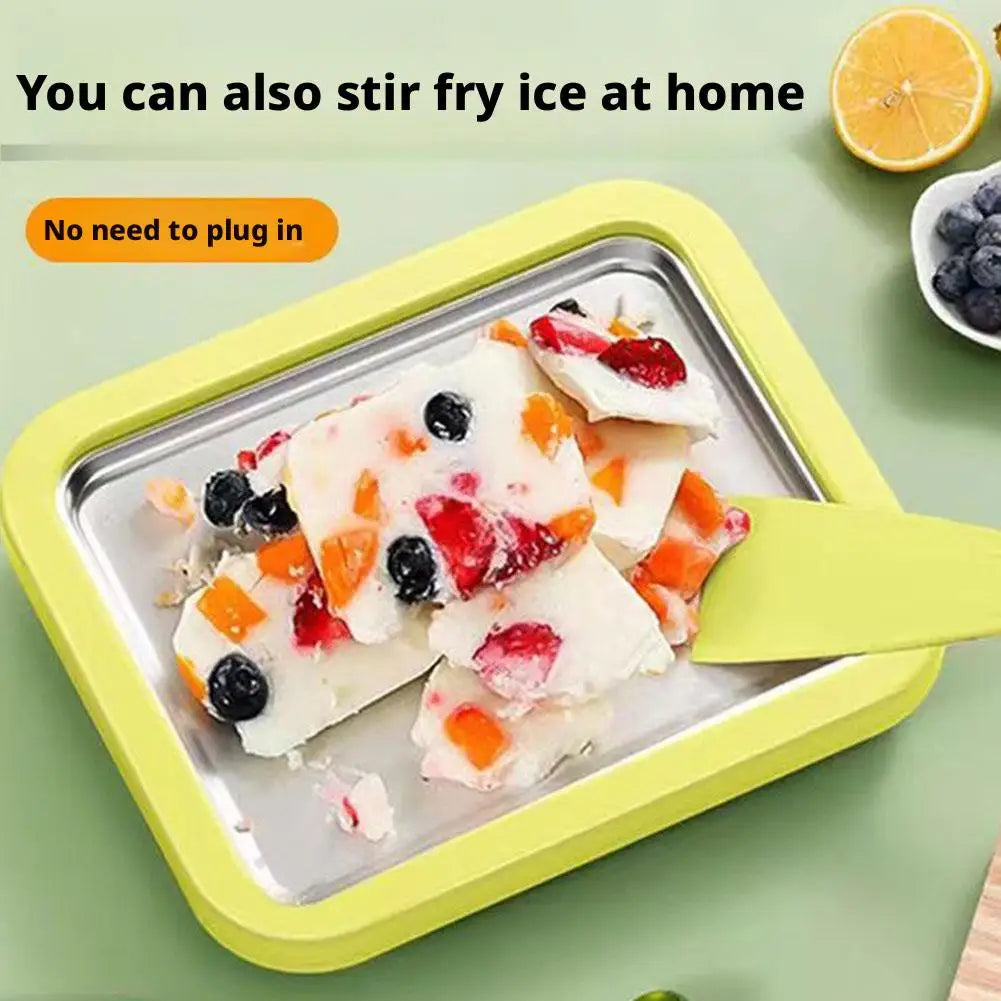 Multifunctional Rolled Ice Cream Maker Stainless Steel Stir Fried Ice Tray DIY Household Frozen Yogurt Maker Child's Homemade