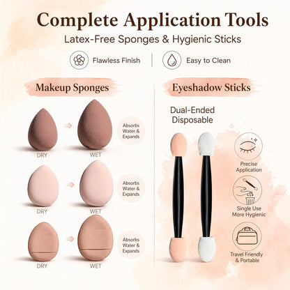 10Pcs Macaron Makeup Brush Set with Led Light Mirror Portable Travel Cosmetic Brushes Kit with Triangle Powder Puff Beauty Tools