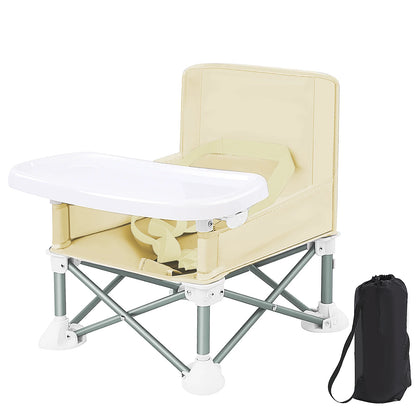 Folding Baby Dining Chair with Detachable Tray Carry Bag Lightweight Foldable Baby Seat Safety Harness for Indoor Outdoor Use