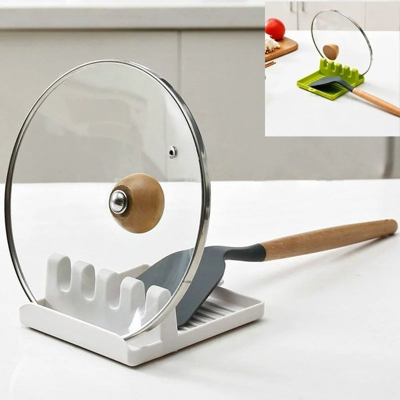 Kitchen Spoon Holder Spatula Rack Organizer Pot Lid Stand Kitchen Accessories Gadgets Tools Home Camping Picnic Non-slip Pad