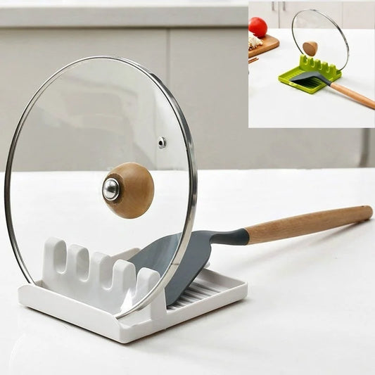 Kitchen Spoon Holder Spatula Rack Organizer Pot Lid Stand Kitchen Accessories Gadgets Tools Home Camping Picnic Non-slip Pad