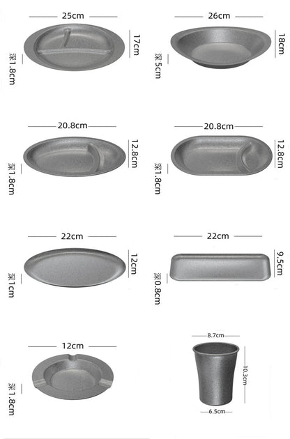 Retro Cutlery Set Plates Dinnerware Bowls Dining Plates Sauce Dish Fruit Bowl Double Wall Cup 304 Stainless Steel Cutlery