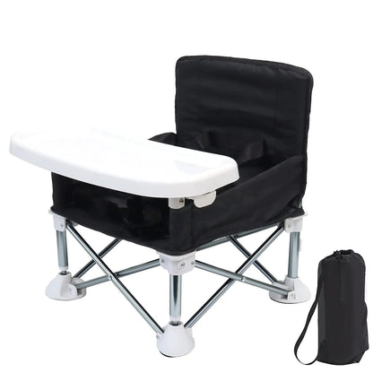 Folding Baby Dining Chair with Detachable Tray Carry Bag Lightweight Foldable Baby Seat Safety Harness for Indoor Outdoor Use
