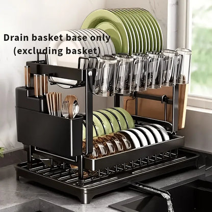 Heavy-Duty Plastic Sink Base with Drain Board - Clog-Resistant Drain System & Dish Drying Rack, Under-Sink Storage Organizer