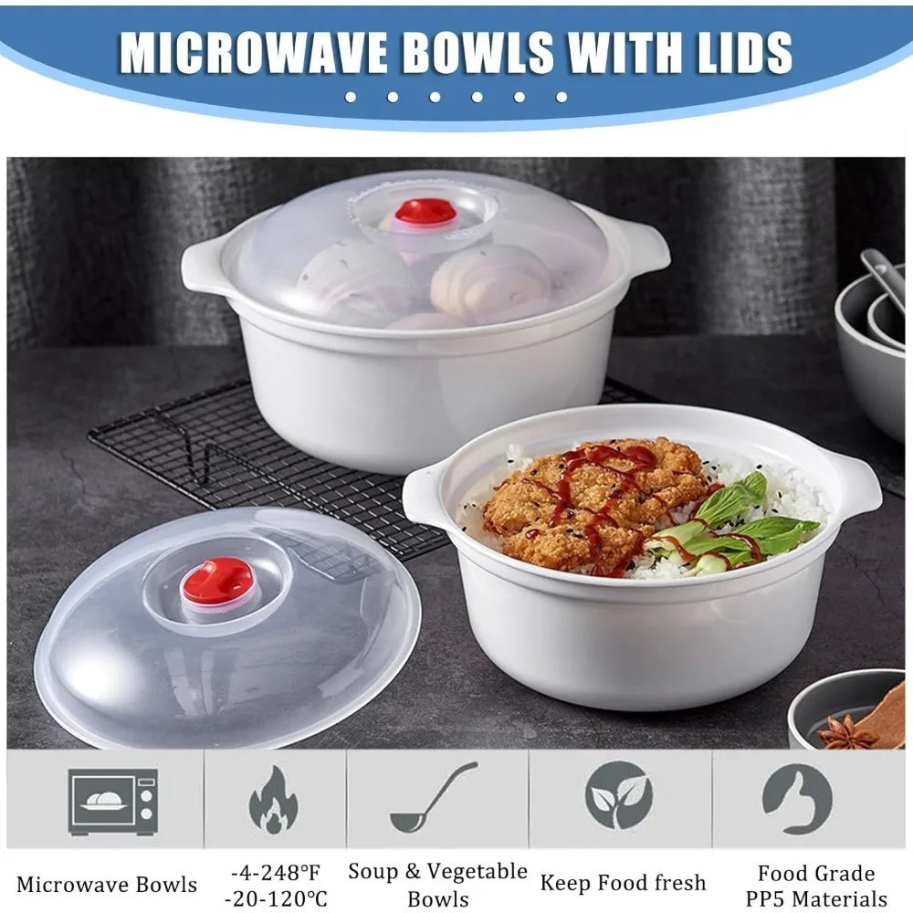 Microwavable Heating Bowl Plastic Food Grade BPA Free Cookware Kitchen Supplies Suitable for Boys and Girls Dishwasher Safe