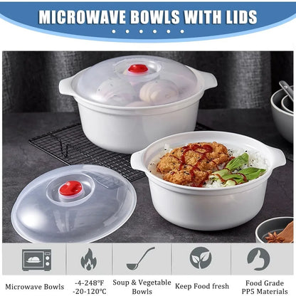 Microwavable Heating Bowl Plastic Food Grade BPA Free Cookware Kitchen Supplies Suitable for Boys and Girls Dishwasher Safe