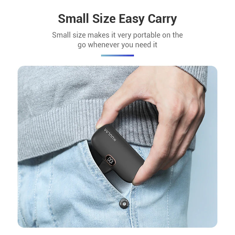 KUULAA Mini Power Bank 5000mAh Portable Charger PowerBank QC PD Fast Charging External Battery For iPhone 16 15 14 13 Xiaomi