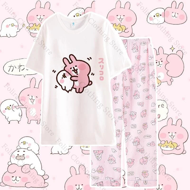 Kawaii Kanahei Print Cotton Women's Pajamas Sleepwear Summer Pajama Sets Women's Home Clothes Home Suit for Women