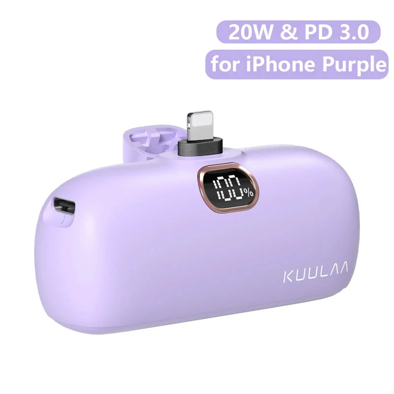 KUULAA Mini Power Bank 5000mAh Portable Charger PowerBank QC PD Fast Charging External Battery For iPhone 16 15 14 13 Xiaomi