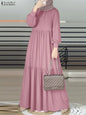 ZANZEA Elegant Muslim Abaya Hijab Long Dress Women Long Sleeve Ramadan Robe Spring Sundress Solid Loose Maxi Vestido Kaftan 2026
