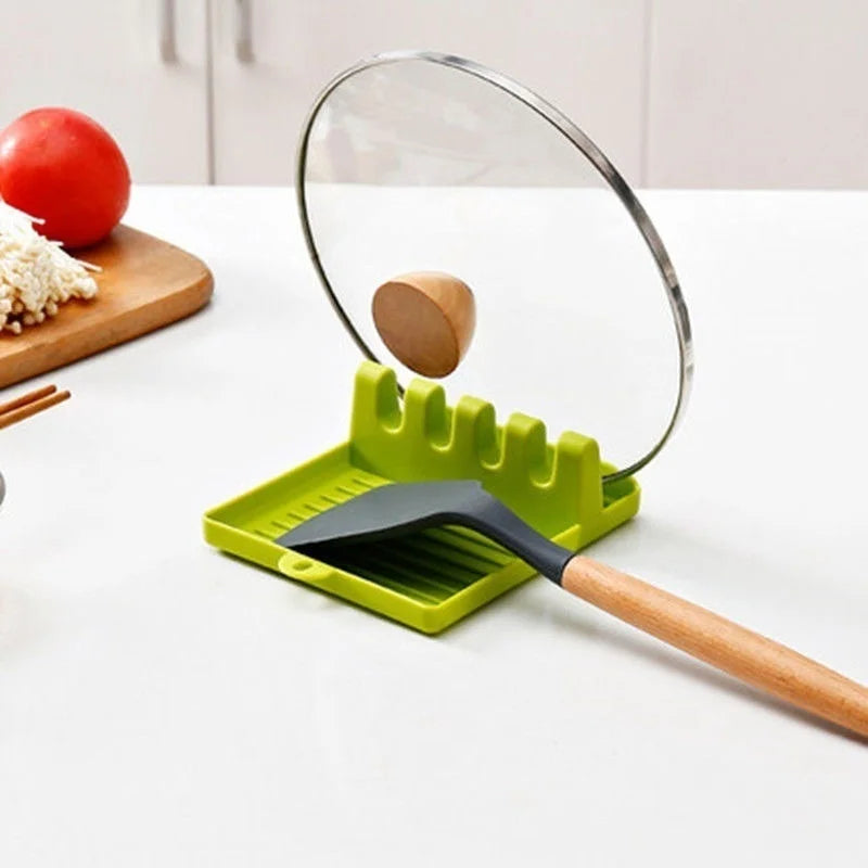 Kitchen Spoon Holder Spatula Rack Organizer Pot Lid Stand Kitchen Accessories Gadgets Tools Home Camping Picnic Non-slip Pad