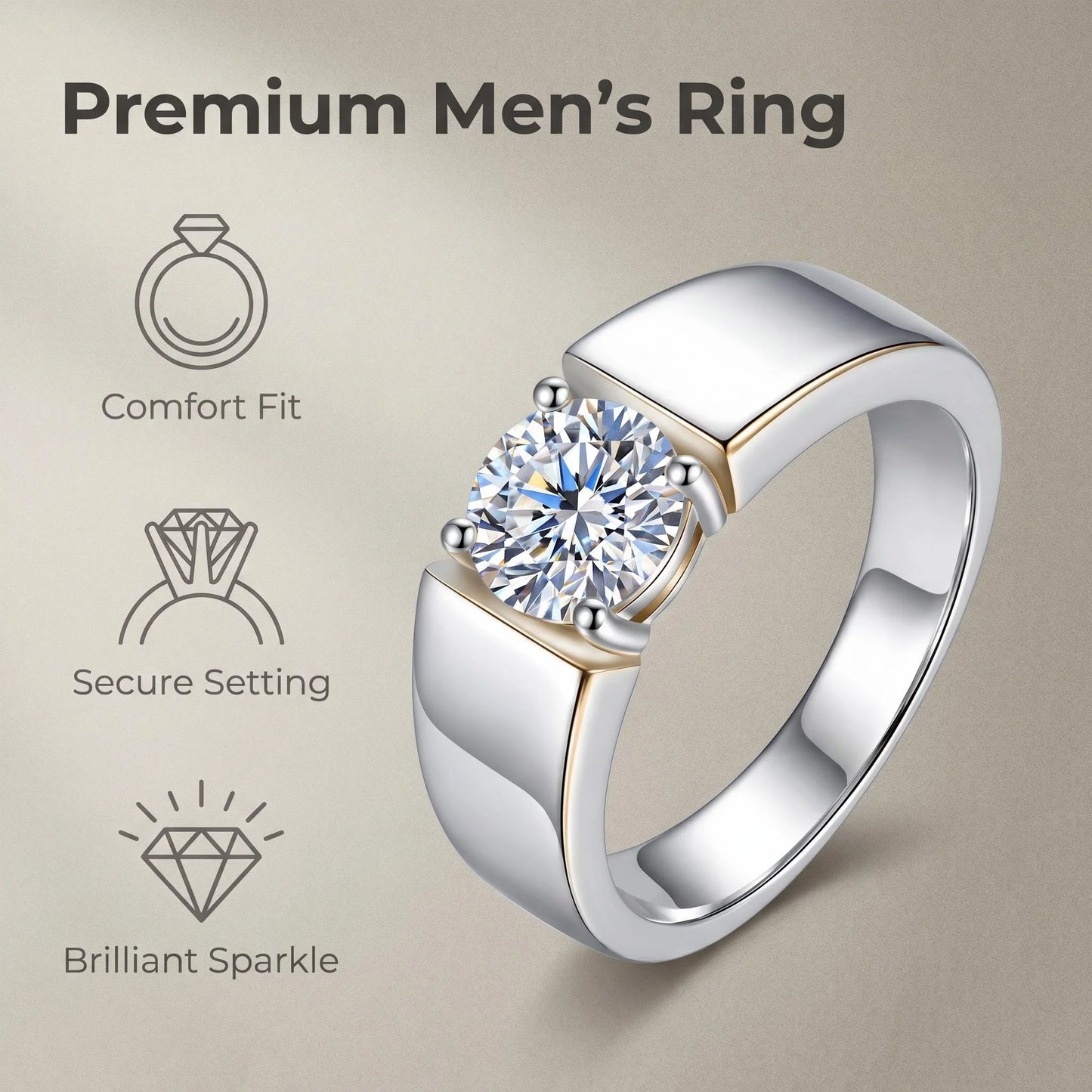 1ct Moissanite Diamond Engagement Couple Rings For Woman Men Gift Real 925 Sterling Silver Top Quality Fine Jewelry