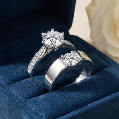 1ct Moissanite Diamond Engagement Couple Rings For Woman Men Gift Real 925 Sterling Silver Top Quality Fine Jewelry