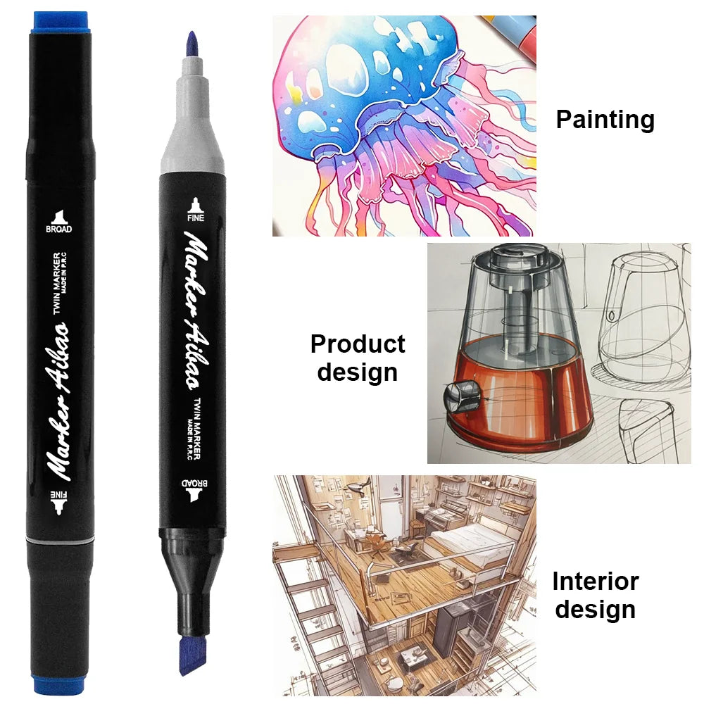 80/120/168 Colours Dual-Tip Alcohol Markers Set With Stand, Permanent Alcohol Marker Pens For Adults Artists, Permanent Art Mark