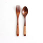 Natural Wooden Spoon & Fork Dinner Kit Rice Soups Utensil Cereal Handmade  Home Tableware Dinnerware Cutlery For Kicthen