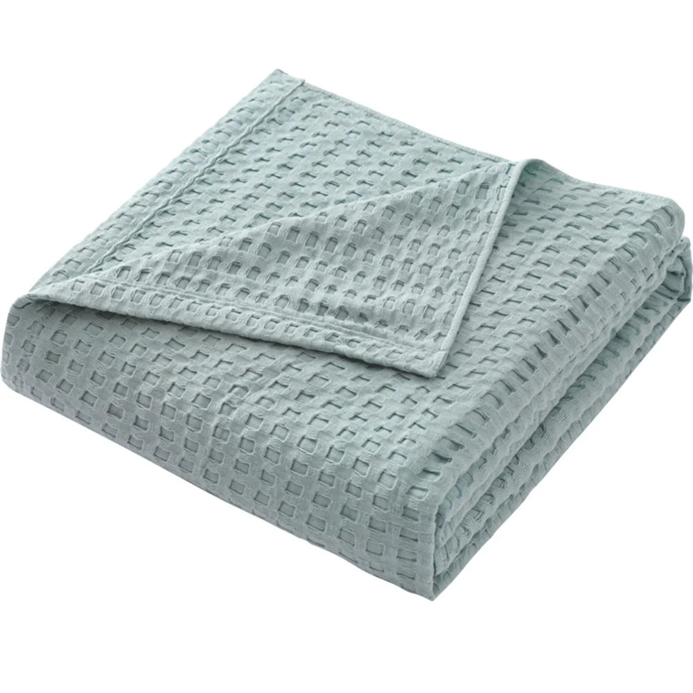 Premium Pure Cotton Waffle Weave Thermal Blanket Soft Comfortable Throw Blankets Lightweight Bed Cover Bedspreads All Season