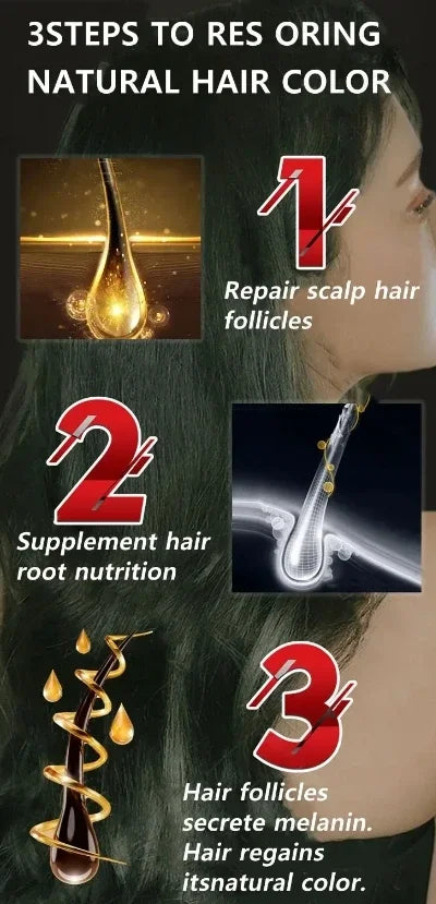 YH03 White Hair Killer White To Black HairAnti-grey Hair Essence Serum Treatment Restore Natural Hair Color and Restore Healthy