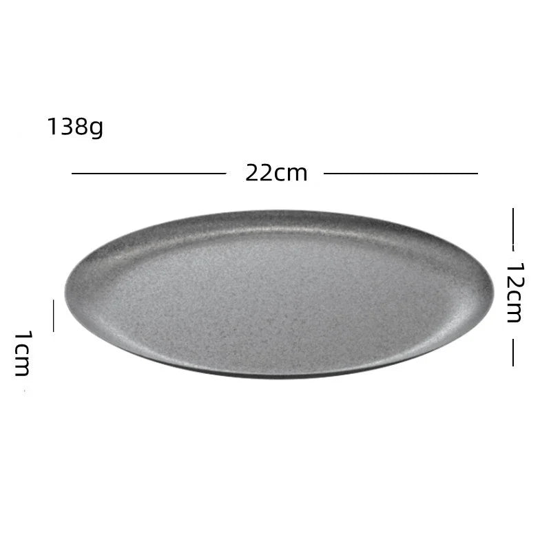 Retro Cutlery Set Plates Dinnerware Bowls Dining Plates Sauce Dish Fruit Bowl Double Wall Cup 304 Stainless Steel Cutlery