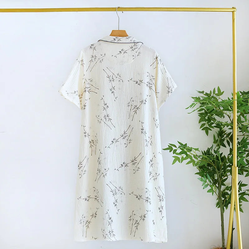 Pure Cotton Maternity Nightdress Breastfeeding Clothes Summer Short Sleeve Floral Thin Nursing Dress For Pregnant Women