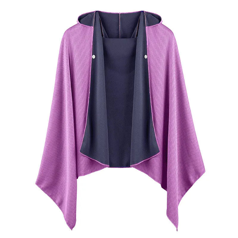 60*140cm Ice Cool Towel Beach Poncho Cover Up Quick Dry Super Absorbent Oversized Hoody Towel Wrap For Swimming Beach Pool Party