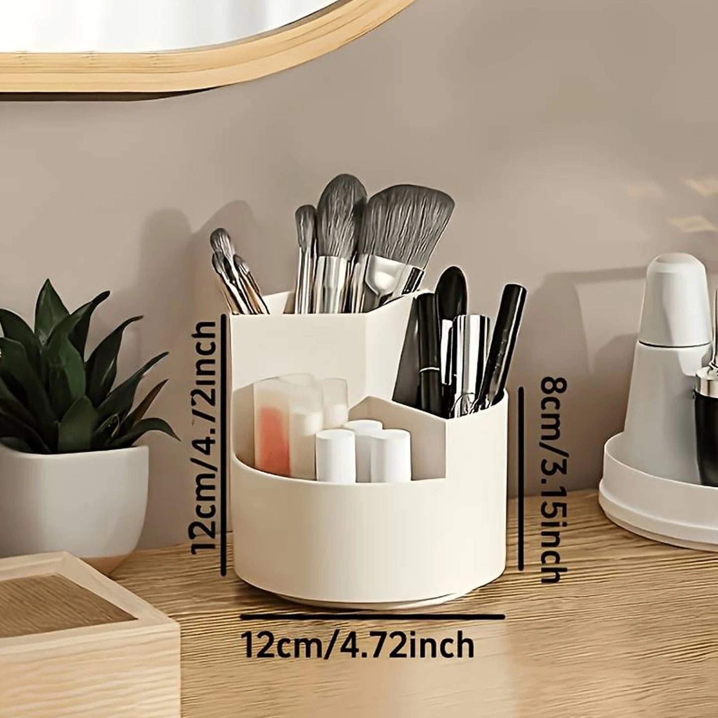 1Pc 360-Degree Rotating Storage Rack, Large-Capacity Cosmetics and Skin Care Product Desktop Organizer, Multi-Functional Rotating Pen Holder, Stationery Storage Box, Office Desk Christmas Gift