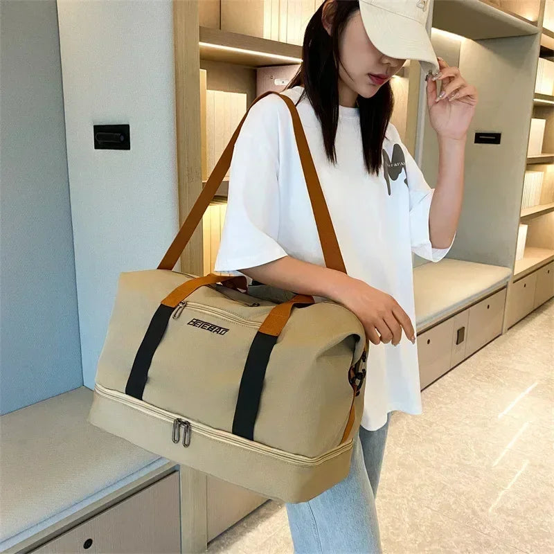 18.4 inches（46cm）Multi-functional yoga fitness bag, dry and wet separation, large-capacity travel bag, hand luggage bag