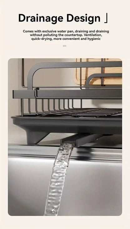 Heavy-Duty Plastic Sink Base with Drain Board - Clog-Resistant Drain System & Dish Drying Rack, Under-Sink Storage Organizer