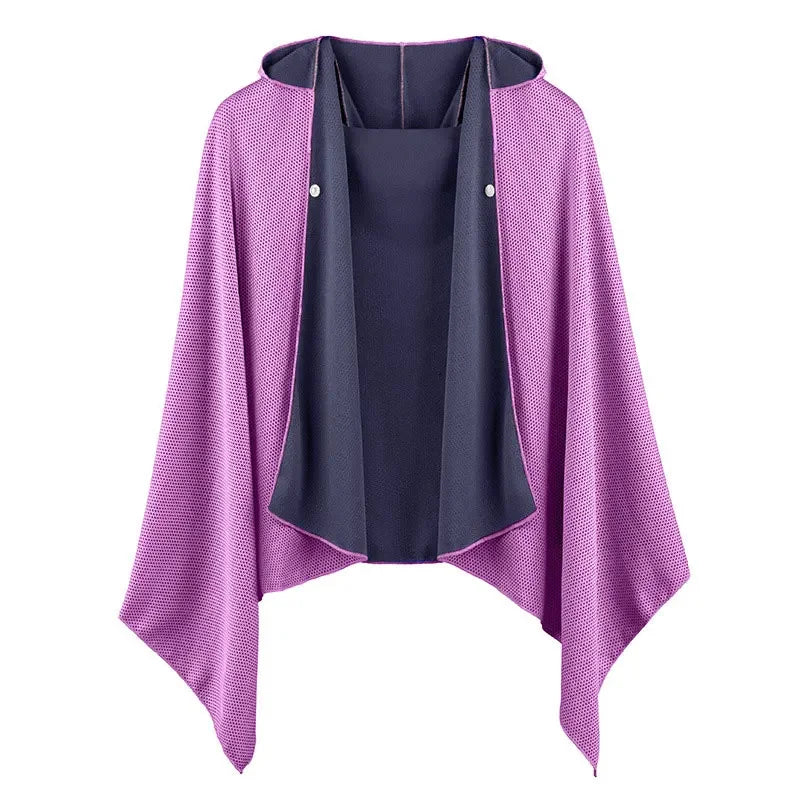 60*140cm Ice Cool Towel Beach Poncho Cover Up Quick Dry Super Absorbent Oversized Hoody Towel Wrap For Swimming Beach Pool Party