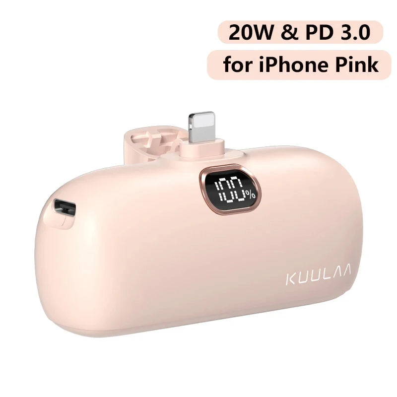 KUULAA Mini Power Bank 5000mAh Portable Charger PowerBank QC PD Fast Charging External Battery For iPhone 16 15 14 13 Xiaomi