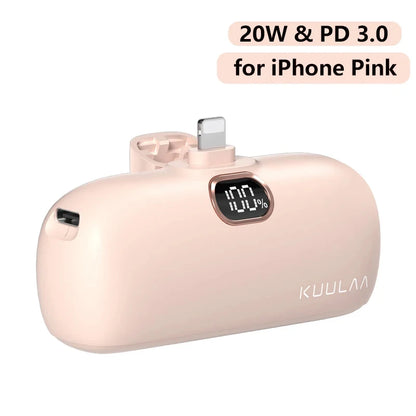 KUULAA Mini Power Bank 5000mAh Portable Charger PowerBank QC PD Fast Charging External Battery For iPhone 16 15 14 13 Xiaomi