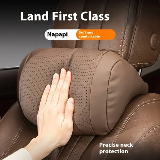 sk2026 New Luxury Nappa Car Headrest Ultra Soft Ergo-Designed Neck Support Hole-Punching Breathable All-Season Zero Pressure Fluffy Neck Support Easy Install Most Vehiclesa