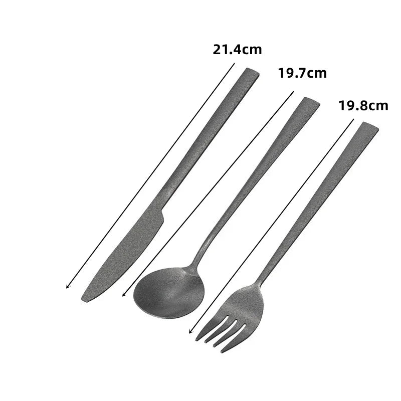 Retro Cutlery Set Plates Dinnerware Bowls Dining Plates Sauce Dish Fruit Bowl Double Wall Cup 304 Stainless Steel Cutlery