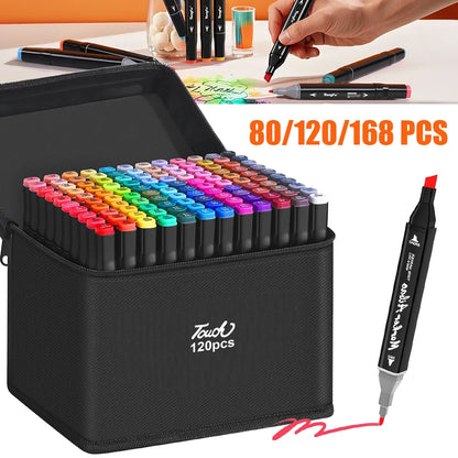 80/120/168 Colours Dual-Tip Alcohol Markers Set With Stand, Permanent Alcohol Marker Pens For Adults Artists, Permanent Art Mark