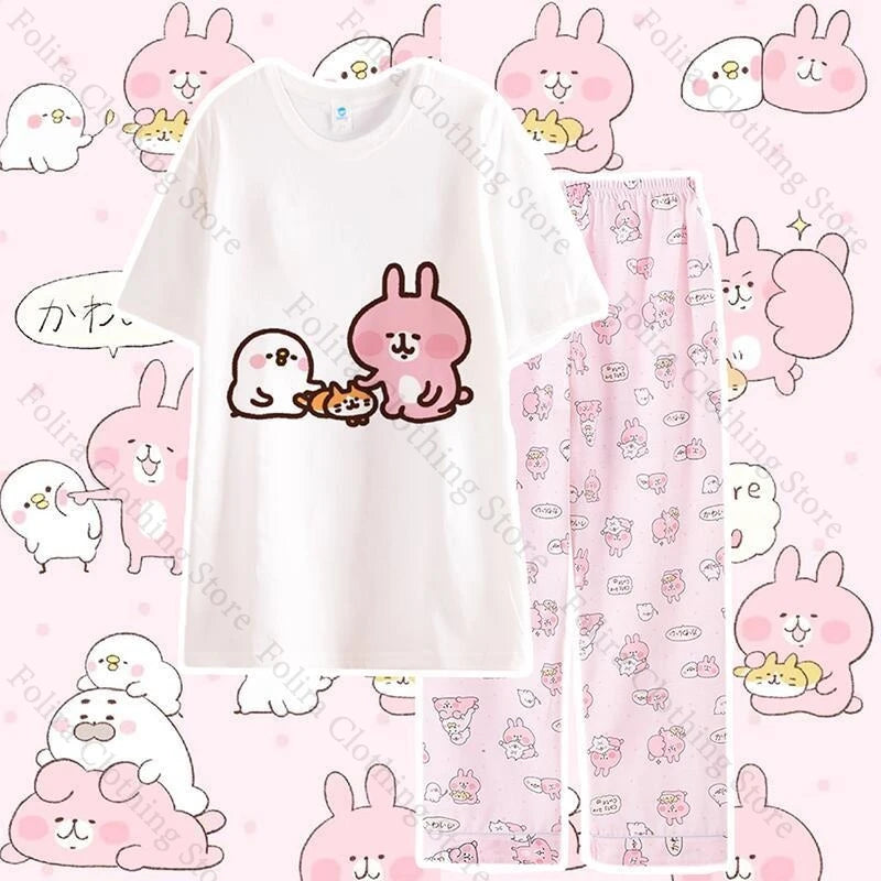 Kawaii Kanahei Print Cotton Women's Pajamas Sleepwear Summer Pajama Sets Women's Home Clothes Home Suit for Women