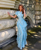 Fashion Women's Printed Ruffled Dress Elegant Short Sleeve Female V Neck Maxi Dresses 2026 Summer New Lady Vestidos High Street