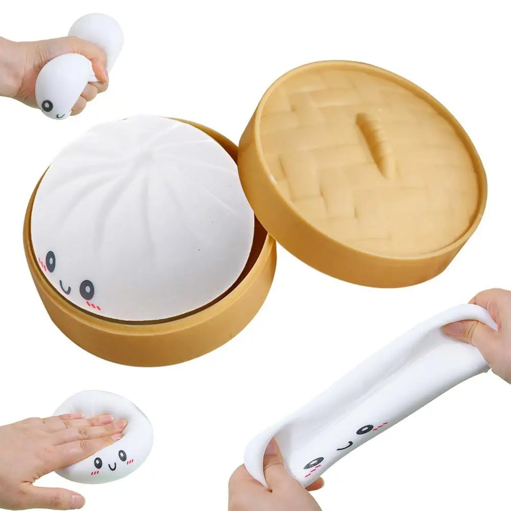 Large Dumpling Squishy Plush Toy Soft PET Stuffed Hug Pillow Adorable Steamer Design Home Decoration Stress Relief Toy for Kids