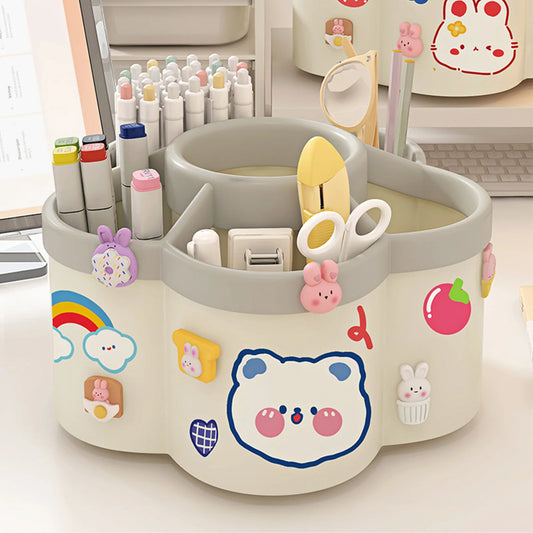Multifunctional Rotating Pen Holder Desk Organizer Large Capacity Plastic Creative Storage Container Office Student Stationery