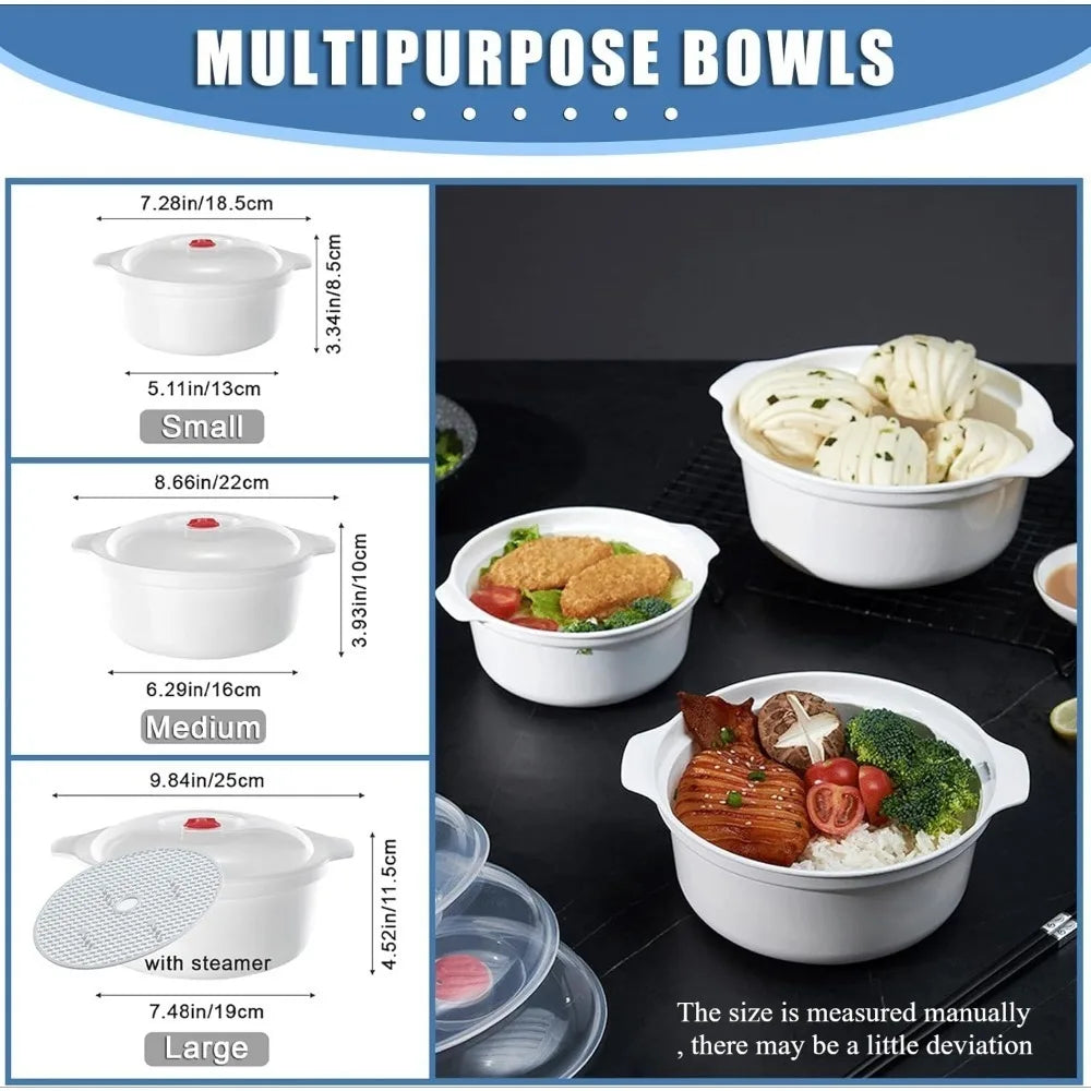 Microwavable Heating Bowl Plastic Food Grade BPA Free Cookware Kitchen Supplies Suitable for Boys and Girls Dishwasher Safe