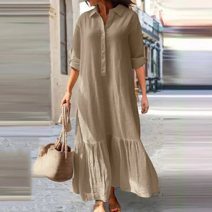 Casual Long Sleeve Woman Dress Office Lady Spring Summer Fashion Elegant Solid Shirt Dress Dresses For Women 2026 Female Robe