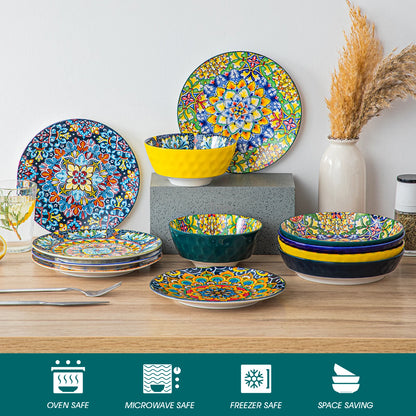vancasso 6/12 Piece Porcelain Dinner Plates Crockery Breakfast Plate Set Scratch Resistant Flat Plates Dinnerware Set for 6