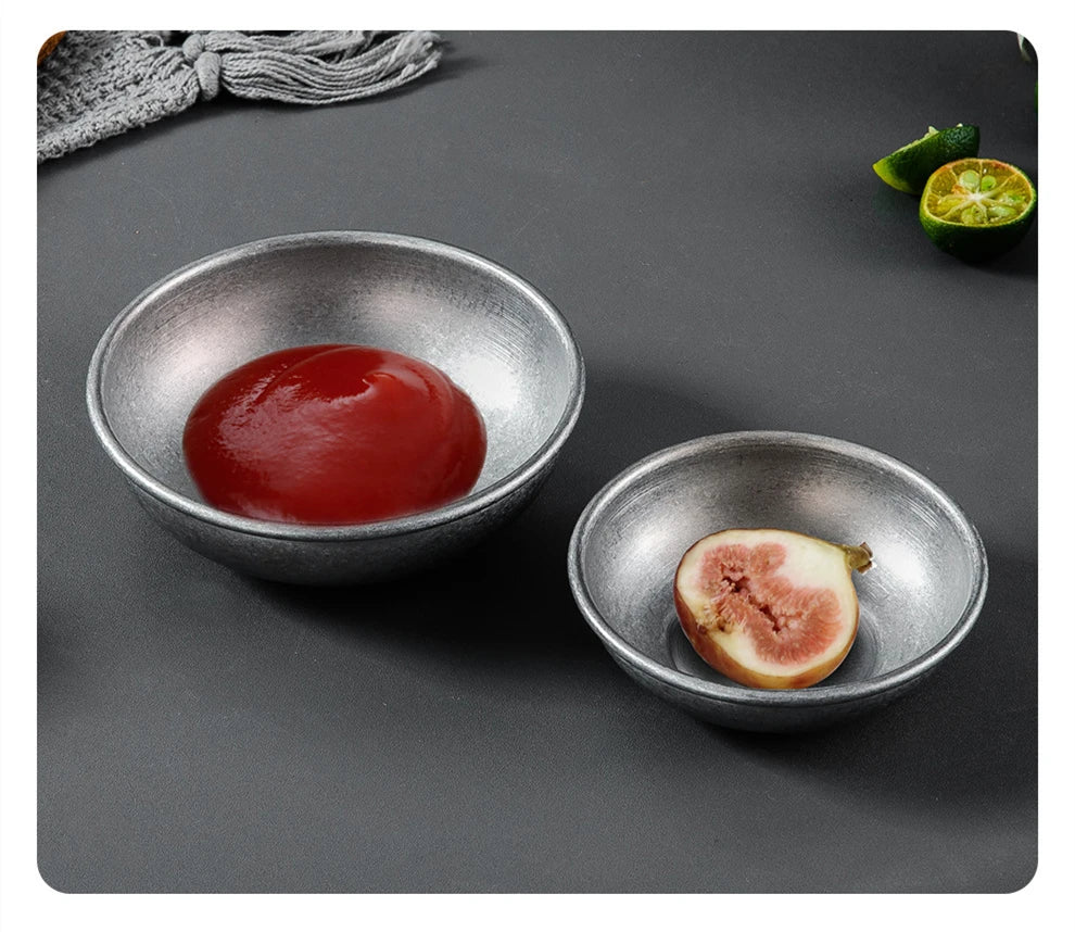 Retro Cutlery Set Plates Dinnerware Bowls Dining Plates Sauce Dish Fruit Bowl Double Wall Cup 304 Stainless Steel Cutlery