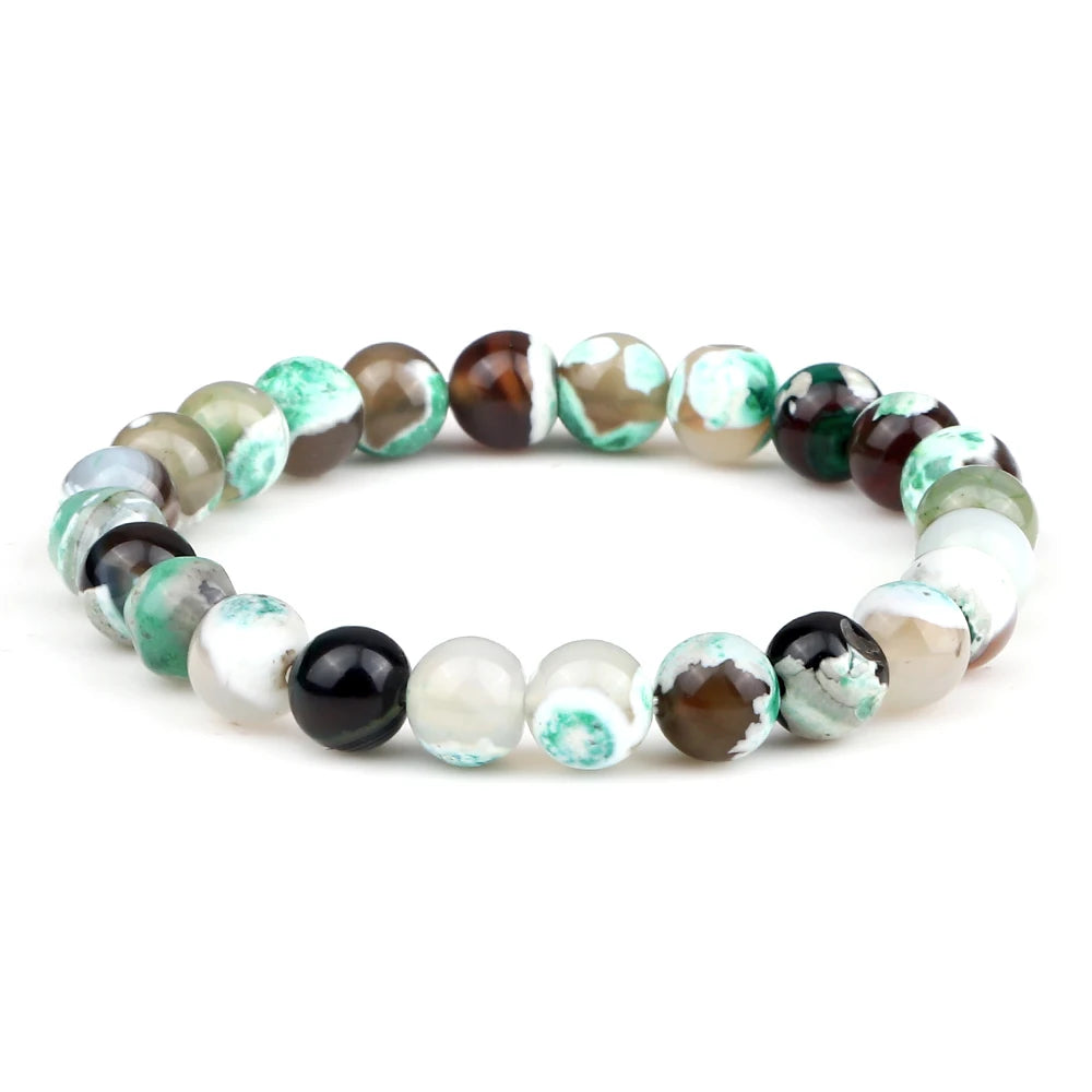 Men Energy Beaded Bracelet 8mm Natural Tiger Eye Stone Lava Rock Agates Stretch Bracelets Bangle Women Yoga Healing Jewelry Gift