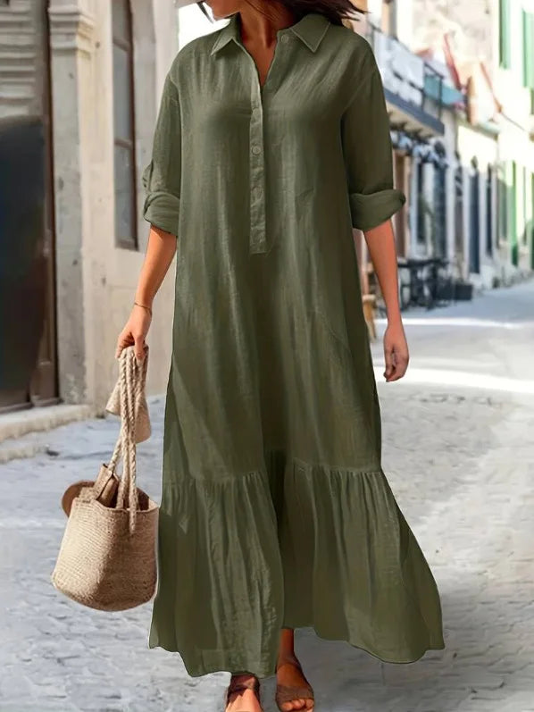 Casual Long Sleeve Woman Dress Office Lady Spring Summer Fashion Elegant Solid Shirt Dress Dresses For Women 2026 Female Robe