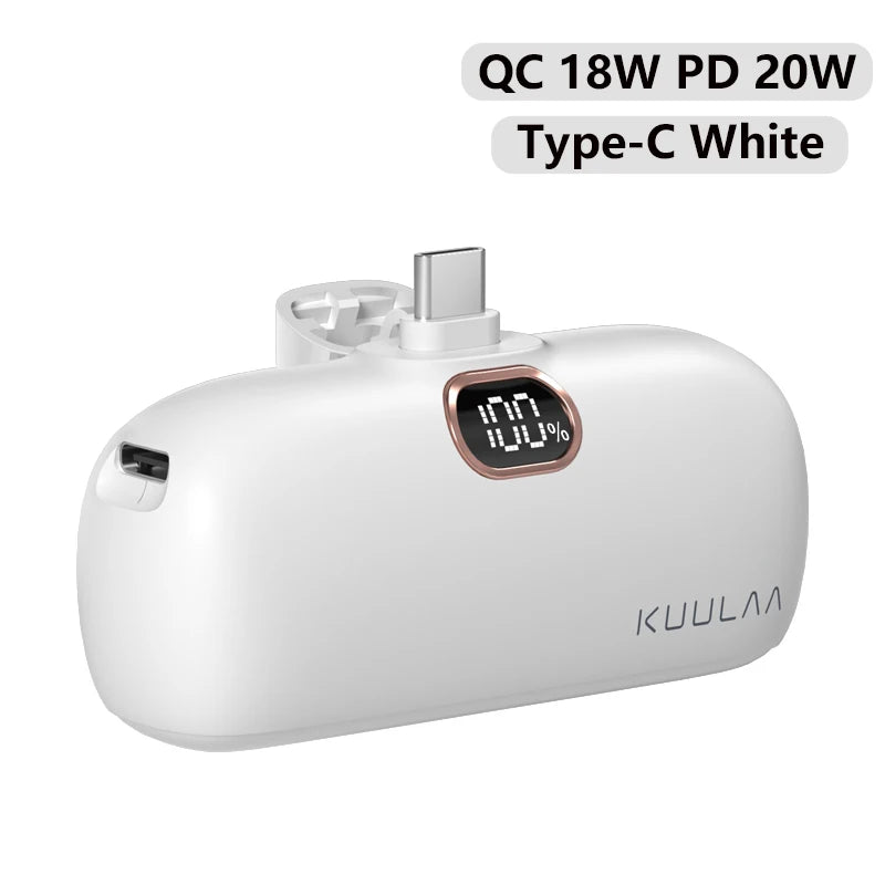 KUULAA Mini Power Bank 5000mAh Portable Charger PowerBank QC PD Fast Charging External Battery For iPhone 16 15 14 13 Xiaomi