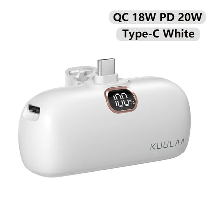 KUULAA Mini Power Bank 5000mAh Portable Charger PowerBank QC PD Fast Charging External Battery For iPhone 16 15 14 13 Xiaomi