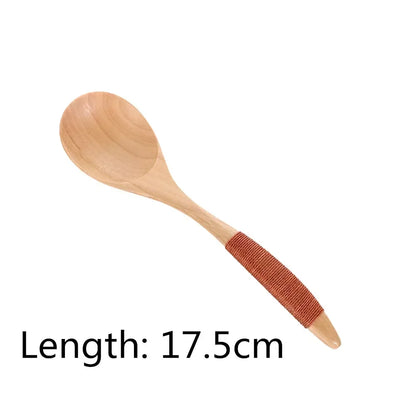 Natural Wooden Spoon & Fork Dinner Kit Rice Soups Utensil Cereal Handmade  Home Tableware Dinnerware Cutlery For Kicthen