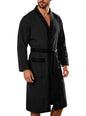 Men Terry Cloth Long Bathrobe Belted Design Double Pockets Casual Home Loungewear Loose Hotel Vacation Night Gown